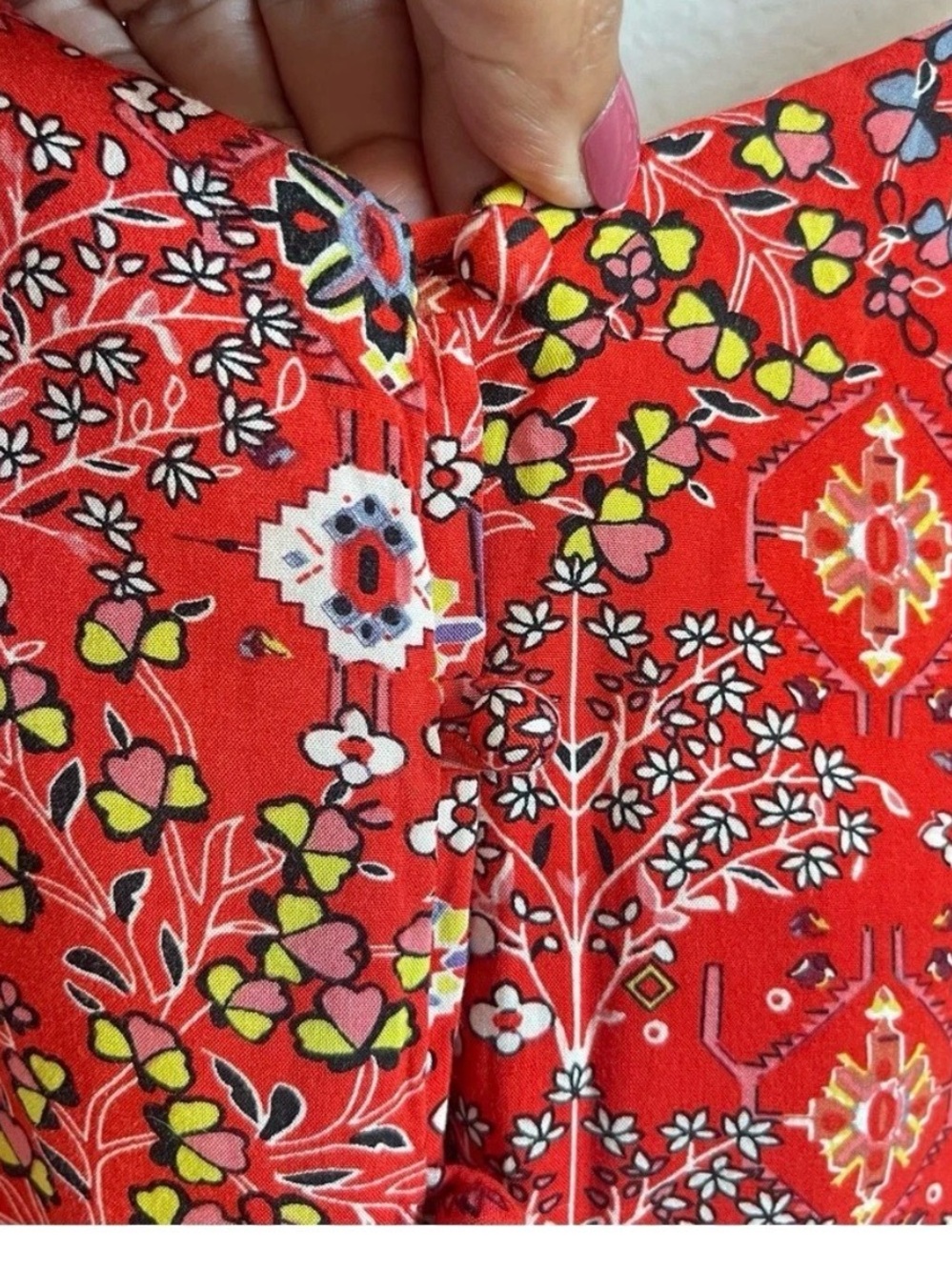 Abel Red Floral Tie-Front Midi Dress - Picture 9 of 9